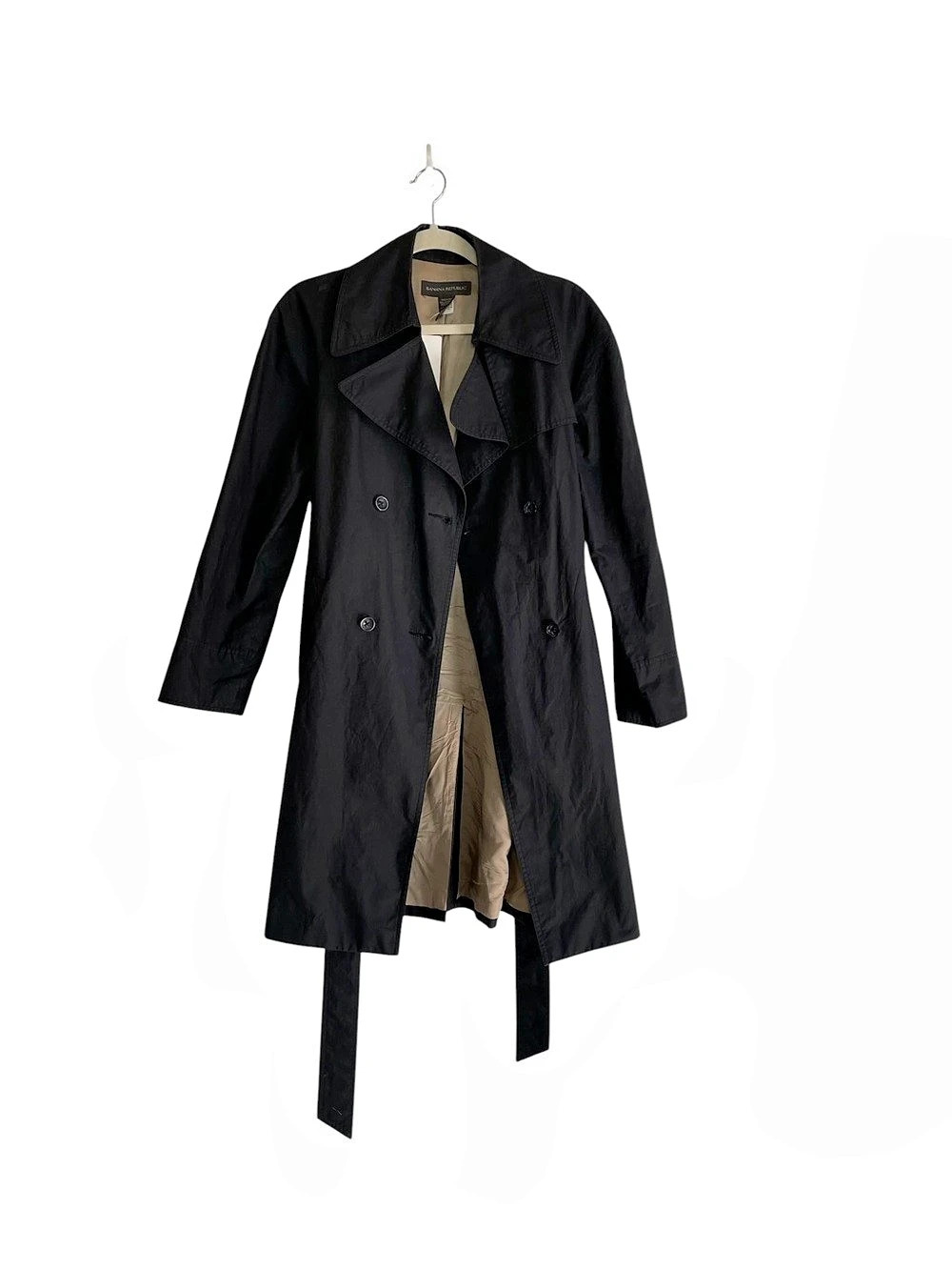 Banana Republic Black Trench Coat Size Small